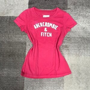 Abercrombie Fitch Hot Pink Embroidered Logo Short Sleeve Tee Women's M Moose